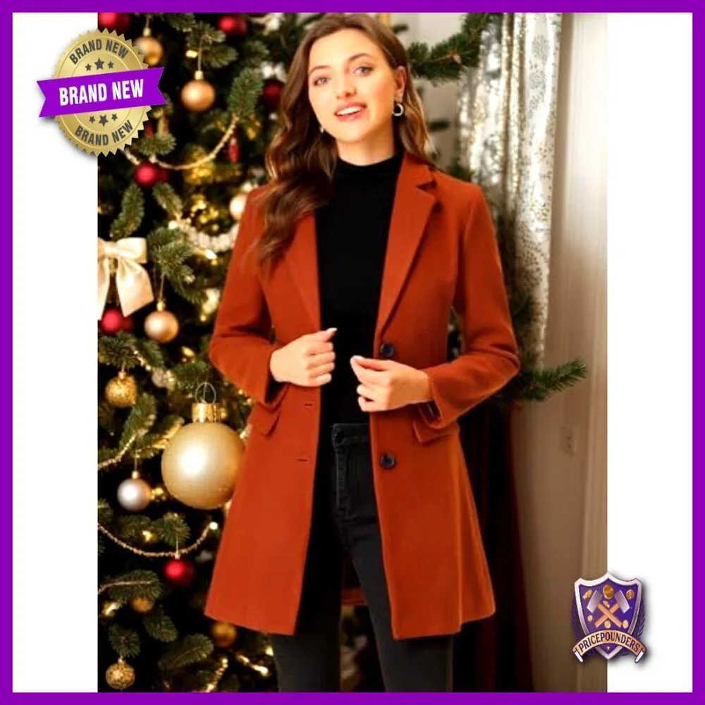 Longline Pea Coat Trench Elegant Classic Winter Wool Single Breasted Notched